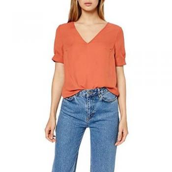 PIECES Pcbertha SS Top PB Camiseta sin Mangas, Naranja
