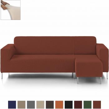 Eiffel Textile Nimes Funda para Sofá, Algodón, Teja, Chaise Longue Brazo Largo Derecha, 280 x 195 x 2 cm