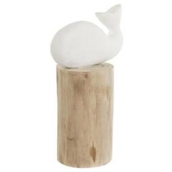 Figura Decorativa Home ESPRIT Blanco Natural Ballena Mediterráneo 17 x 10 x 28 cm