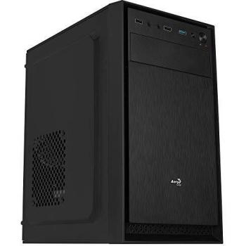 Aerocool CS104, Caja PC MicroATX Compacta, Aluminio Pulido, Ventilador 12cm, Negro