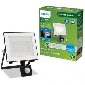 Proyector LED Exterior Philips Lois 14W con Sensor de Movimiento y Detección de Oscuridad, 2650 lm, IP65