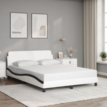 Cabecero de cama de cuero sintético blanco y negro, 140x200 cm