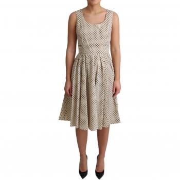 Dolce & Gabbana Beige Polka Dotted Cotton A-Line Dress - IT40|S, Midi Dresses, female, Multicolor, Size: XS