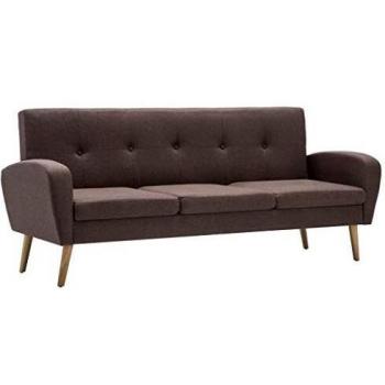 vidaXL Sofá 3 Plazas Tela Marrón Sillón Asiento Banco Silla Mueble Mobiliario