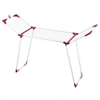 Tendedero Plegable Wenko Summer Dry - 13 m de Longitud de Secado, Metal Blanco y Rosa, Dimensiones 153 x 76 x 46 cm