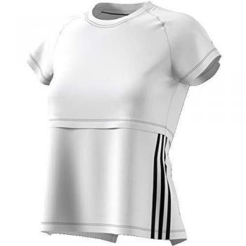 adidas 3S Cap Slv tee Camiseta, Mujer, Blanco/Negro, M