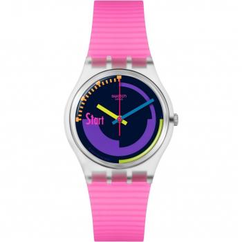 Swatch - Reloj Swatch Neon Pink Podium de color rosa y material bio, modelo SO28K111, diámetro de 34 mm