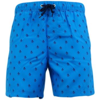 Original Penguin Hombre Re-Pete elástico voleo Todo sobre el logotipo Swimshorts, Azul, Large