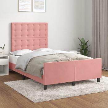 Estructura de cama sin colchón rosa 120x190 cm terciopelo
