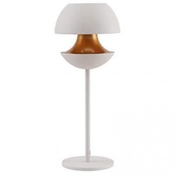 Lámpara de Mesa Moderna E27 en Metal con Tulipa Original - Ideal para Dormitorios y Salones (Blanco/Dorado)
