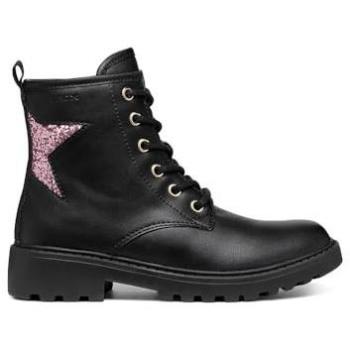 Geox Junior Casey Black Ankle Boots for Girls Size 34