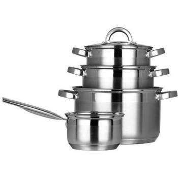 Juego de utensilios de cocina Smile MGK-21 de 9 piezas con sartenes de acero inoxidable - Set completo para cocinar