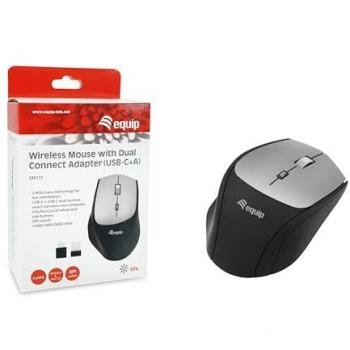 Mouse Ergonomico Inalámbrico 2400 DPI con Adaptador Doble Conexión USB-C y USB-A