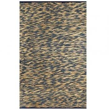 vidaXL Alfombra Hecha a Mano de Yute Natural Decoración Casa Hogar Salón Comedor Moquetas Felpudo Estera Habitaciones Cubresuelo 80x160 cm Azul
