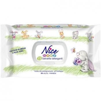 Toallitas Húmedas para Bebé Nice Baby Talco 72 Piezas con Camomila y Glicerina, Dermatológicamente Testadas, con Coperchio