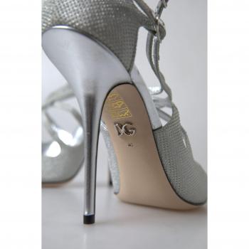 Dolce & Gabbana Silver Metallic Slingback Heeled Pumps - Size 8 (EU38.5)