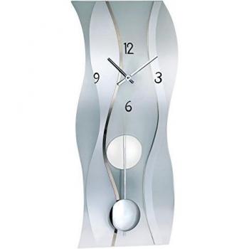 AMS W7246 - Reloj de pared moderno con mecanismo a cuarzo, color plateado