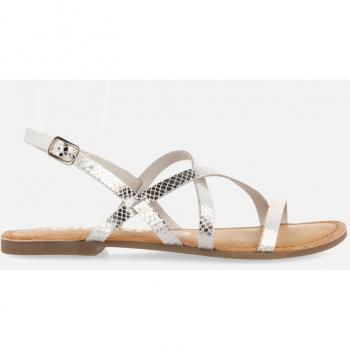 Sandalias planas de mujer de piel con tiras y cierre ajustable