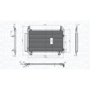 Condensador de Aire Acondicionado Magneti Marelli 350203837000 para Toyota y Daihatsu, Dimensiones 525x336,3x16