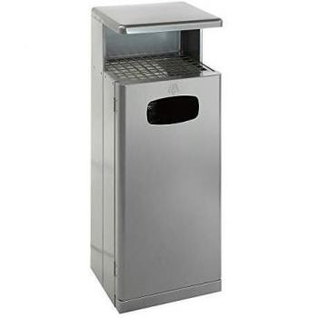 Recipiente de Basura con Tapa para Cenizas, Aluminio, 55L, 345x1030x400 mm, Gris