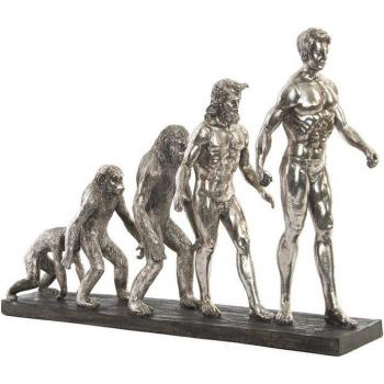 Figura de resina evolución hombre cromado.