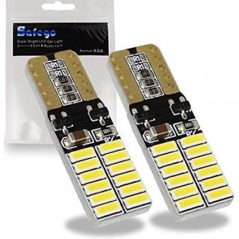Safego 2x T10 W5W LED Bombillas Exteriores 24 SMD 4014 Luz Coche Trasera Lámpara Blanco Xenon 6000k Luz de Interior Wedge Lampara Para Coches Luces de la Matrícula Luces Laterales 12V 3W de Safego