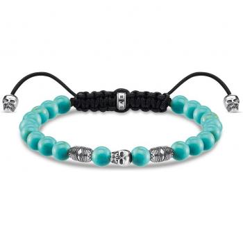 Thomas Sabo Men's Sterling Silver Skull and Turquoise Bracelet