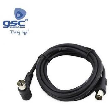 Prolongador Coaxial TV Acodado Negro 1.5M GSC 002602972 - Alta Calidad