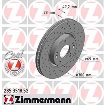 Zimmermann 285.3518.52 Disco de freno, Delantero, perforado, Sport Coat Z
