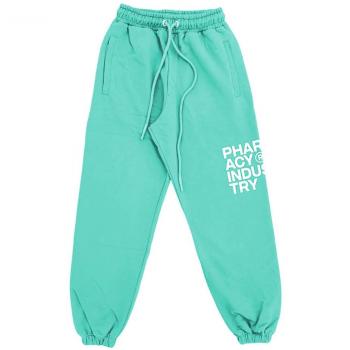 Green Cotton Tracksuit Trousers with Logo Print, Sweatpants, female, Green, Size: M