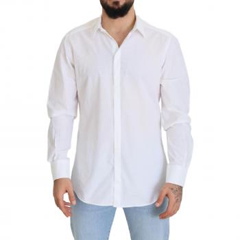 Dolce & Gabbana White Cotton Slim Fit Formal Dress Shirt - IT43 | XL