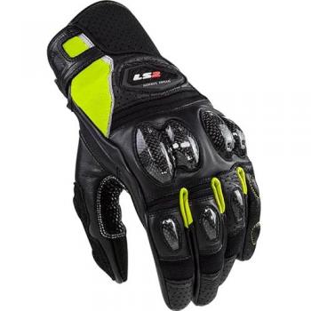 Guantes de Moto LS2 Spark 2 Cuero - Protección Máxima, perforados, color negro y amarillo, talla M
