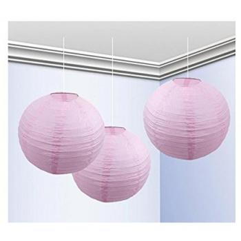 Bolsa de 3 faroles de 25 cm de color rosa pastel