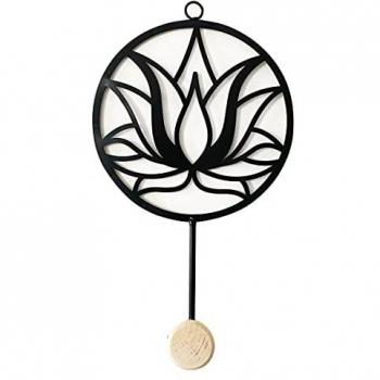 Percha de Metal Flor Loto Negra - Perchero para Entrada y Abrigos 28x6x18 cm