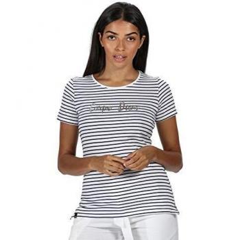 Regatta Olwyn-Camiseta De Manga Corta Y Algodón Coolweave A Rayas T-Shirts/Polos/Vests, Mujer, Navy, 12