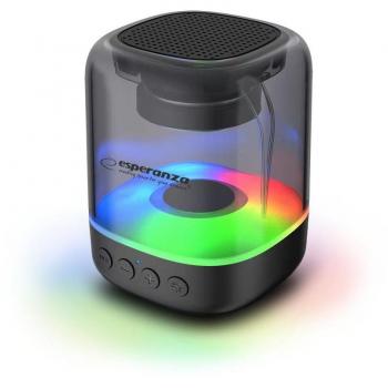 Esperanza EP154 Portable Bluetooth Speaker with FM Radio and RGB LED, Black, 3W