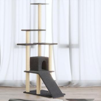 Rascador para Gatos Day and Night con postes de sisal gris oscuro de 155 cm
