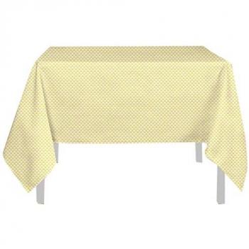 Mantel antimanchas cuadrado 180x180 cm amarillo con diseño de palmeras