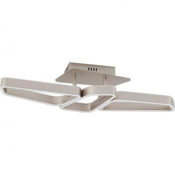 Plafón LED Lucande Quinn níquel 3 luces, moderno, gris, metal, para salón y comedor