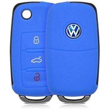kwmobile Funda de silicona para VW 3-botón llave del coche llave funda protectora estuche llave case cover en azul