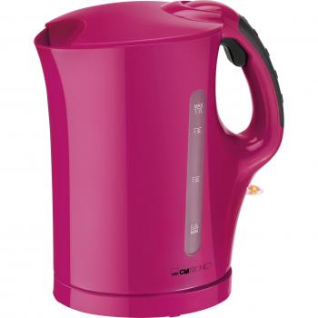 Clatronic WK 3445 Hervidor de Agua eléctrico, 1,7 litros, 2200 W con Apagado automático al alcanzar la ebullición, inalámbrico, sin Cable para facilitar el Uso, Filtro de Cal extraíble, 1.7 litros, Acero Inoxidable, Morado