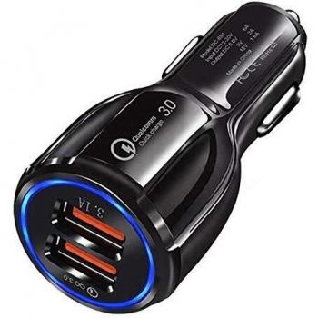 Cargador Rápido de Coche Quick Charge 3.0 30W DC-681 - 2 x USB - Negro