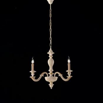 Araña Shabby Chic Leonardo Marfil Oro 3 Luces E14