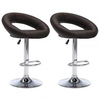 vidaXL 2X Taburetes Bar 2 Piezas Cuero Artificial Marrón Silla Asiento Comedor