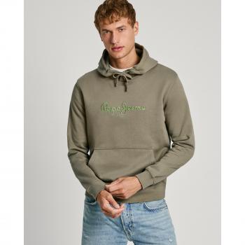 Pepe Jeans Men's Adjustable Hooded Sweatshirt with Embroidered Logo - New Joe Safari Green 2XL