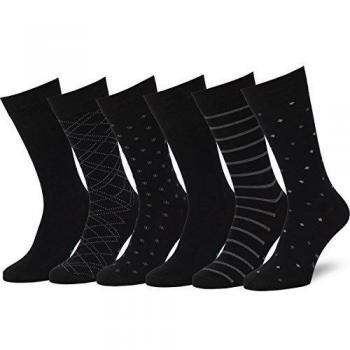 Easton Marlowe 6 PR Calcetines Sutilmente Estampados Hombre - 6pk #4-3, Negro - 39-42 talla de calzado UE