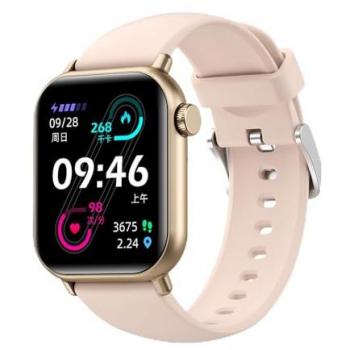 Smartwatch DAM ZW27 Oro Rosa con Termómetro Corporal, Monitor de Tensión, Modos Deportivos y Notificaciones de Apps, Sumergible. Medidas: 4x1x4cm