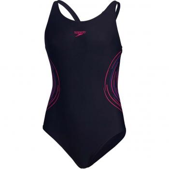 Speedo - Bañador de niña de natación Placement Muscleback con diseño de espalda musculosa, tejido resistente al cloro, secado rápido, protección UV y ajuste cómodo