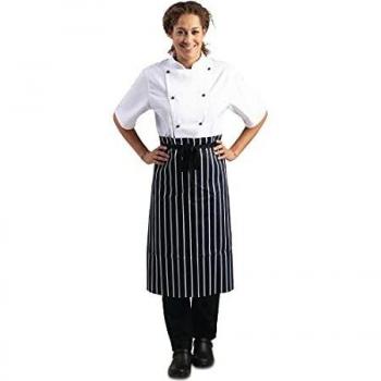Delantal de cocina a rayas azul y blanca 760 x 920 mm - Ropa de chef Whites