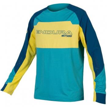 Endura Maillot Enduro Manga Larga MT500 Burner Lite Azul Claro Amarillo - M